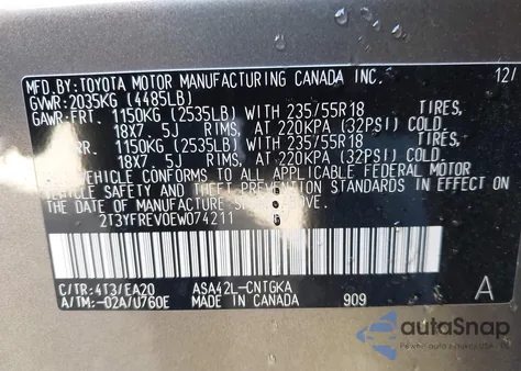 2014 Toyota Rav4 Limited z USA, uszkodzony, nr VIN 2T3YFREV0EW074211